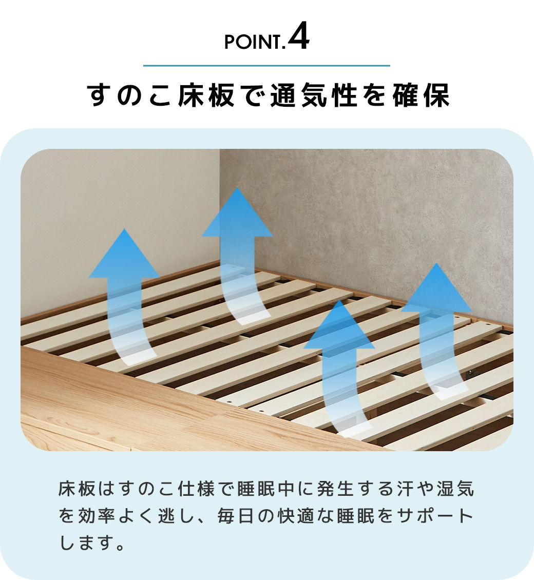 すのこ床板 通気性 湿気対策 快適睡眠
