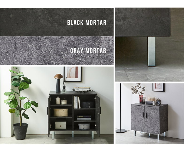 モルティエ MORTIER キャビネット 収納 可動棚 120cm幅 ルーター収納 扉付き収納 整理整頓 木製 北欧 モダン モルタル調 ブラックモルタル グレーモルタル【大型家具配送】