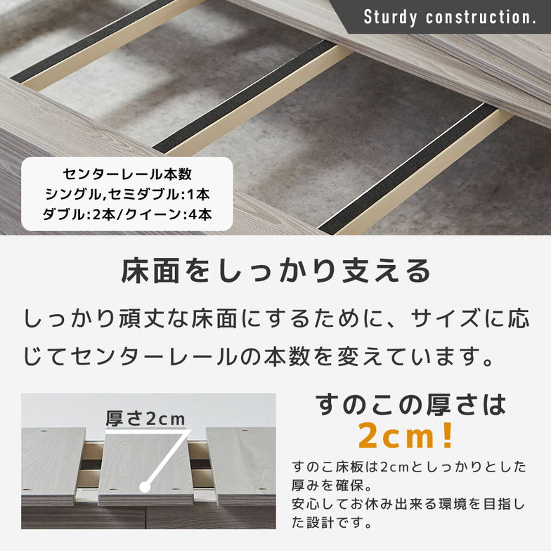 フェリクス Felix すのこベッド ヘッド付き コンセント付き USB-C USB-A 木製 シンプル モダン 組み立て簡単 ダブル 20cm厚マットレス付き 