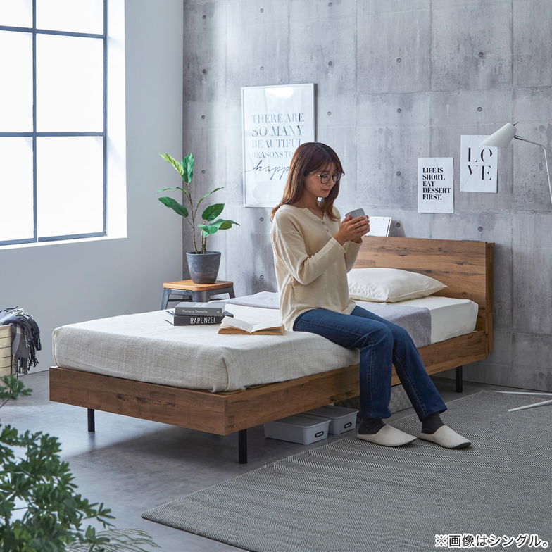 棚付きベッド 厚さ20cmポケットコイルマットレスセット キング 木製 すのこベッド コンセント付き 【大型家具配送】