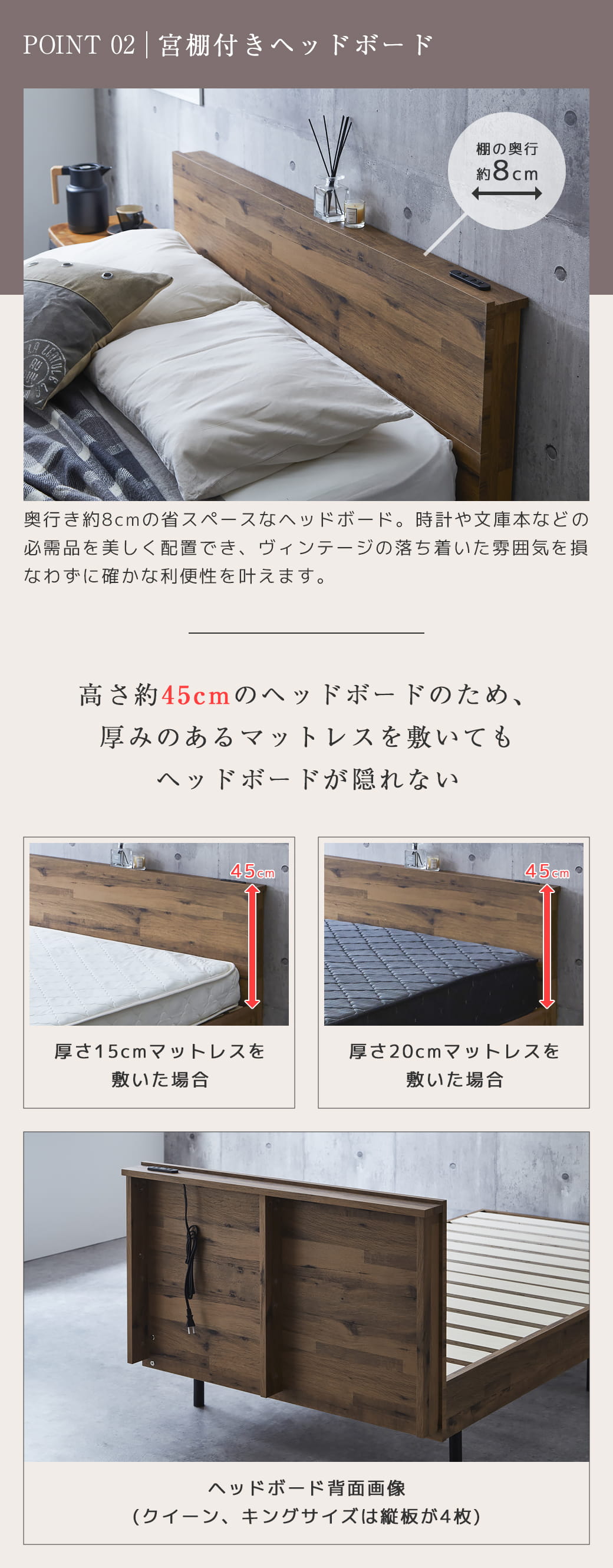 宮棚付きヘッドボード