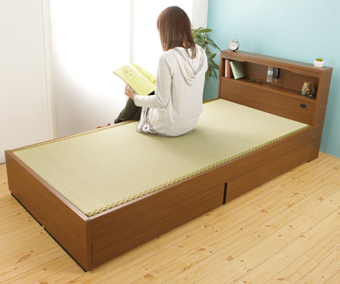 畳ベッド 収納ベッド 引き出し付き ダブル 竹炭パワーシートタイプ