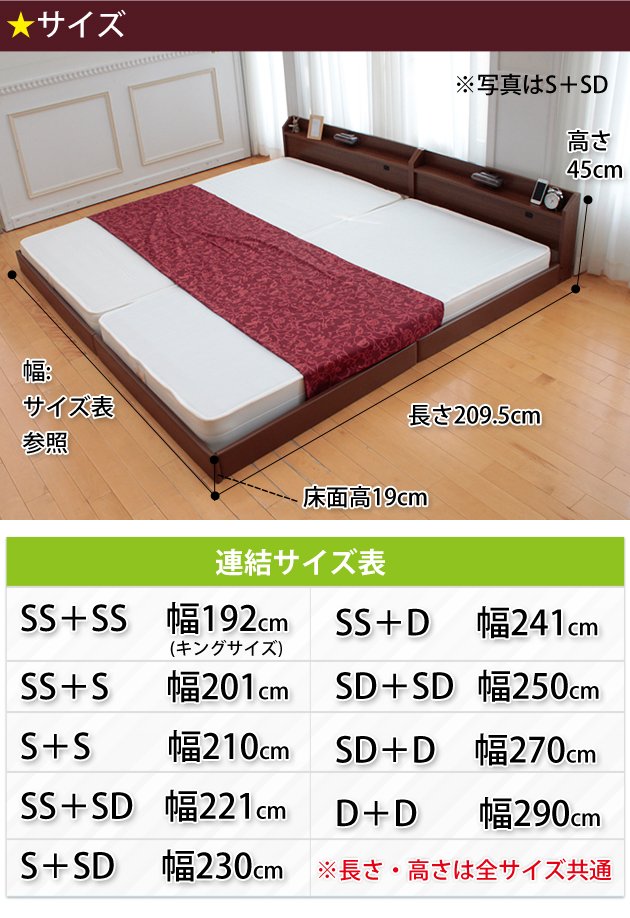ポイント10倍】ローベッド キング(SS×2) 棚・照明 ポイント10倍】ローベッド キング(SS×2) 棚・照明