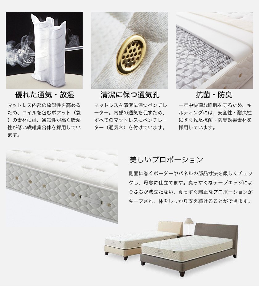 日本ベッド マットレス 選べる硬さ セミシングル 幅80 ビーズポケット