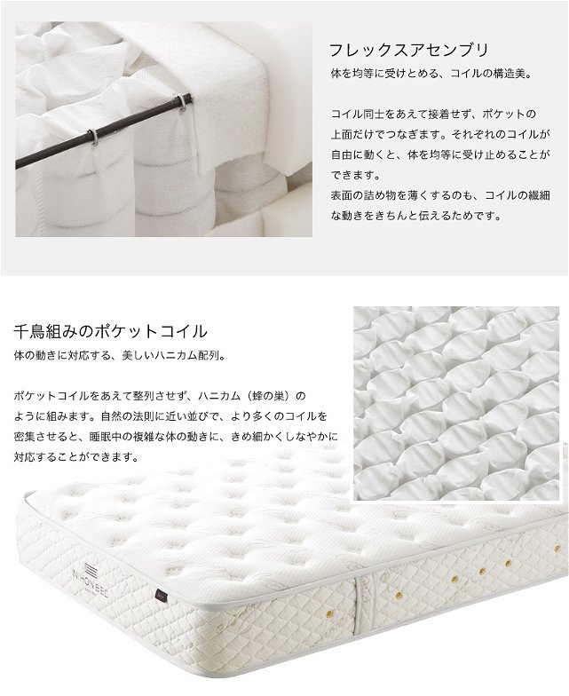日本ベッド マットレス シルキーシフォン ダブル 柔らかめ ソフト ポケットコイルマットレス 国産 メーカー保証付 抗菌防臭 体圧分散