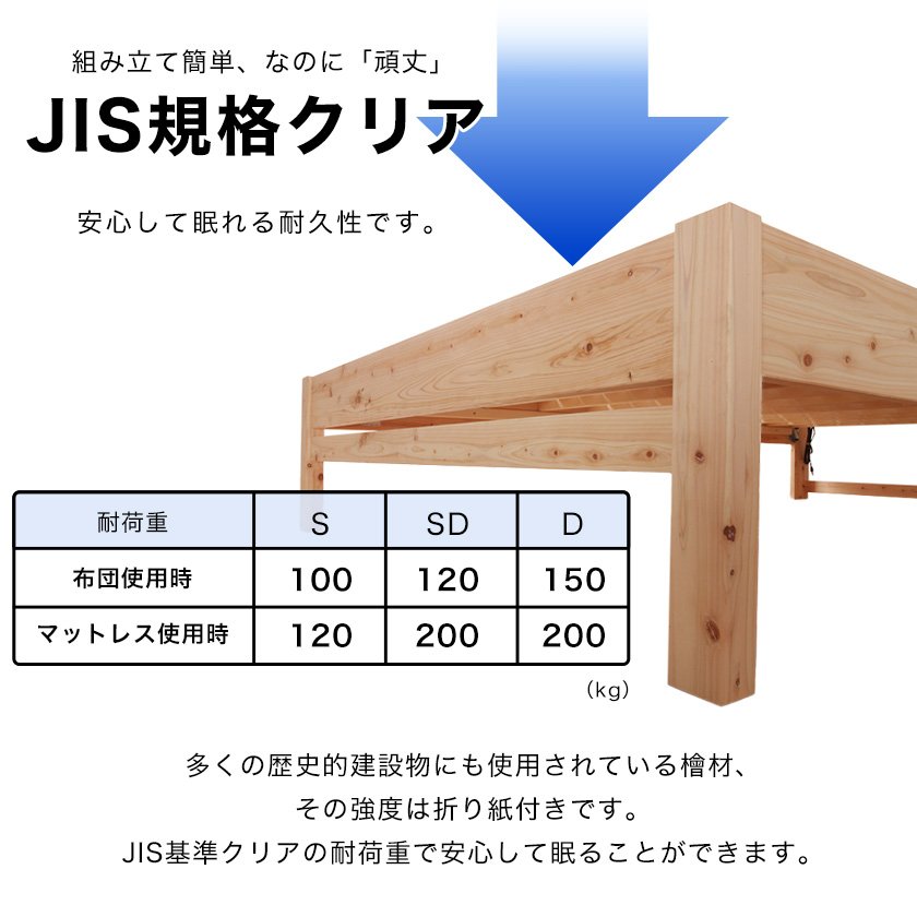 すのこベッド セミダブル 棚付き コンセント 国産 ひのきベッド すのこベッド セミダブルベッド 日本製 ヒノキ フレーム すのこベット 島根県産 檜材  | ベッド・マットレス通販専門店 ネルコンシェルジュ neruco