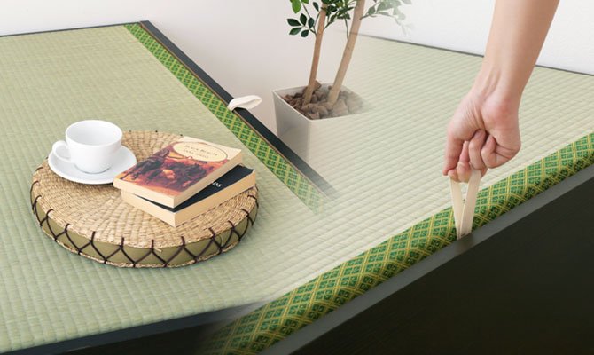畳ベッド い草張り収納ベッド セミダブル SD 100%天然い草 桐すのこ 木製 床板取っ手付き ヘッドレス 国産 日本製 ブラウン ナチュラル
