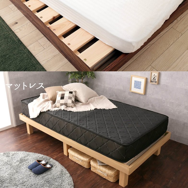檜すのこベッド シングル ヘッドレスベッド フレームのみ 檜ベッド 湿気を上手ににがすのこ床板 スノコベッド 国産檜材使用すのこベッド