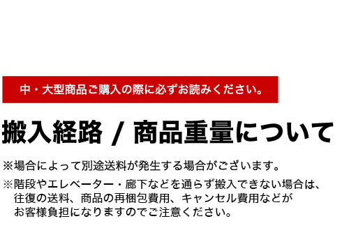 搬入経路と商品重量について