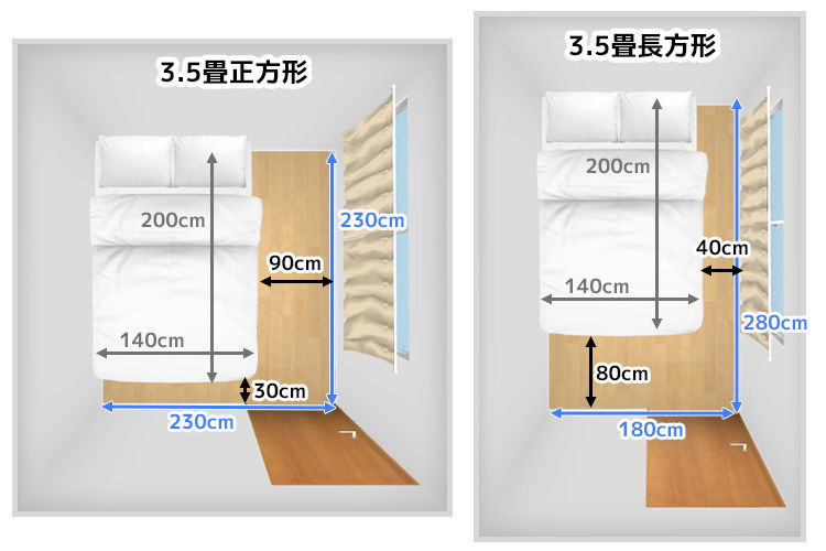 3.5畳ダブルベッドレイアウト